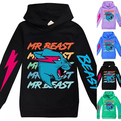 Buy Mr Beast Kids Boys Hoodies Sweatshirt Hooded Long Sleeve Pullover Jumper Tops • 13.24£