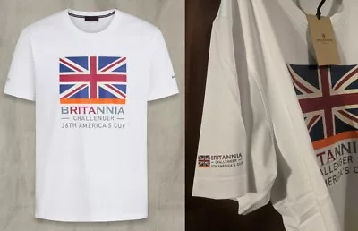 Buy Belstaff AC Trophy BRITANNIA Flag Phoenix T-Shirt (WHITE)21  PTP(MEDIUM)RRP£60 • 25.99£