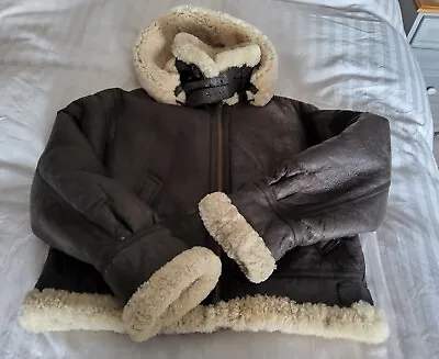 Buy Ladies Sheepskin Flying Jacket Detachable Hood Burberry Shearling Jacket • 400£