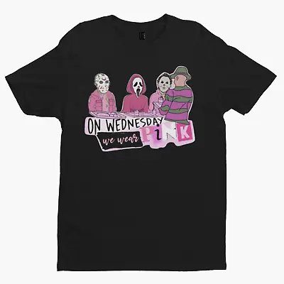 Buy Wednesdays We Wear Pink T-Shirt -Halloween Funny Gift Film Movie TV Horror Adult • 8.39£