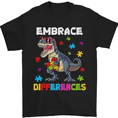 Buy Autism T-Rex Embrace Differences Autistic Mens T-Shirt 100% Cotton • 7.99£