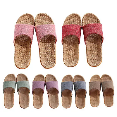 Buy Women's Slippers Flax Tatami Slippers No Slip Indoor Slippers Cool Summer • 10.57£