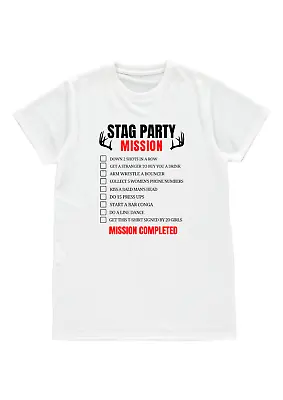 Buy Funny STAG DO PARTY MISSION List Mens Polyester T-shirt Gift • 11.99£