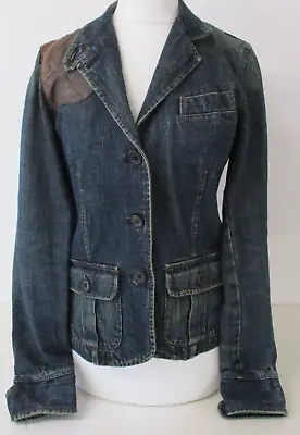 Buy RALPH LAUREN Denim Jacket, Blue Heavy Cotton, Leather Detail, Small Petite, UK 8 • 18£