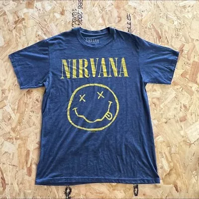 Buy Nirvana T Shirt Medium M Navy Blue Mens Graphic Band Music • 7.99£