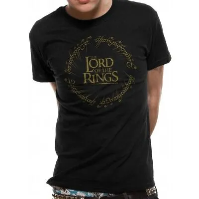 Buy Official Loud Adult  Lord Of The Rings Logo Gold Metallic T-Shirt Lord Of The • 13.99£