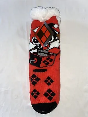 Buy WB Joker Sherpa Lined Non-Slip Women's Red Slipper Socks - One Size • 6.75£