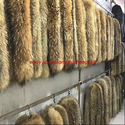 Buy 2024 Real Fur Collar Scarf Ussuri Raccoon Fur Trim For Coat Hood Jacket • 11.03£