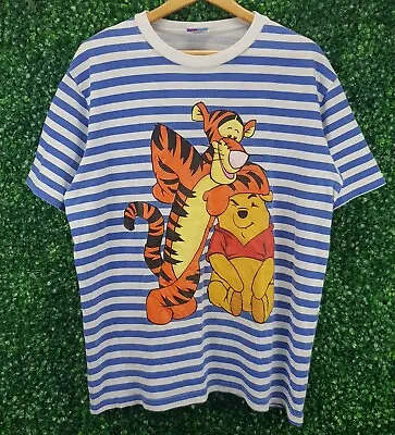 Buy Disney Jerry Leigh 90's T-Shirt Winnie The Pooh Tigger Striped Loose Fit  Size L • 32.50£