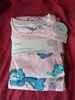 Buy Disney Lilo & Stitch Cuffed-Legged Pyjama Set UK Size XL 18-20 Women's • 10£