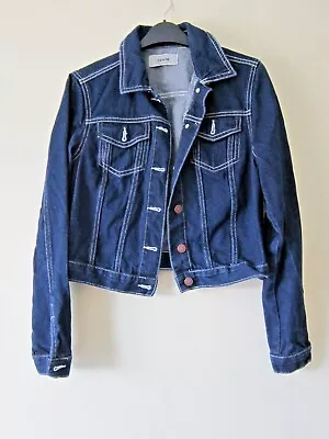 Buy New Look Denim Jacket Size 10 Dark Blue Crop Cropped Short Y2k 90s • 14.99£