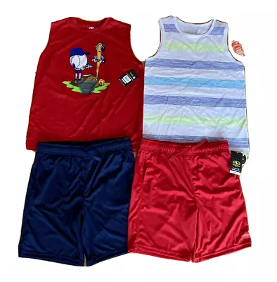 Buy New BOY 10-12 HUSKY Summer Clothes 2x Athletic Polyester Shorts 2x Tank Top • 19.99£