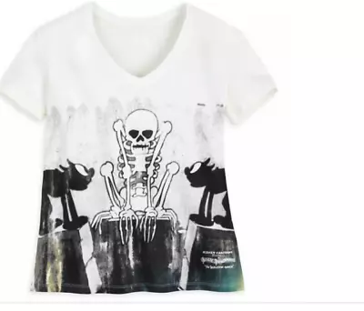 Buy X-Small Woman S V-Neck Skeleton Dance Silly Symphony Tee Shirt NIP Disney Parks • 27.37£