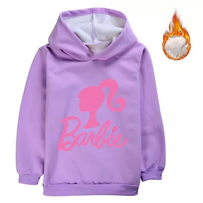 Buy Kids Girl Barbie Fleece Lined Hooded Hoodies Sweatshirts Pullover Warm Top Thick • 13.03£