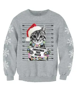 Buy Adults Christmas Tree Killer Novelty Cat Christmas Jumper Sweatshirt • 19.99£