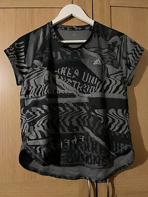 Buy Adidas Womens AeroReady Running T-Shirt Black Camouflage Size S • 8£