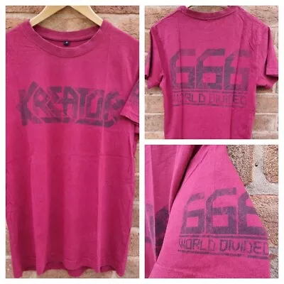 Buy Kreator T Shirt Official Merch World Divided 666 Back Sleeve Print Red MEDIUM  • 24.99£