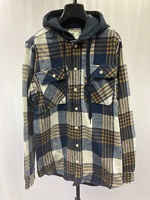 Buy Refinery Republic Flannel Lumberjack Shirt Hoodie - Navy, 53-01 • 15£
