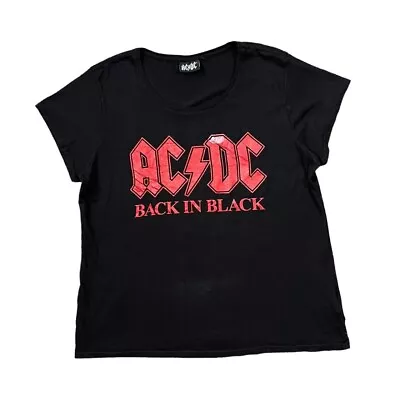 Buy AC/DC  Back In Black  Logo Spellout Graphic Hard Rock Band T-Shirt Women's XXL • 13£