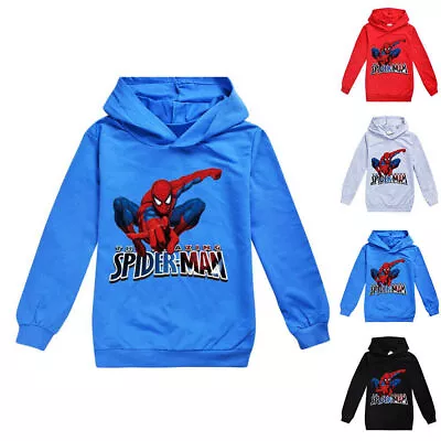 Buy Spiderman Kids Boys Casual Hooded Sweatshirt Autumn Winter Hoodie Pullover Top • 9.39£