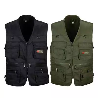 Buy Men Outdoor Multi-Pockets Waistcoat Gilet Jacket Fishing Work Sleeveless Vest • 10.60£