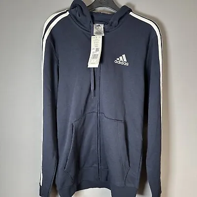 Buy Adidas Essentials French Terry 3 Stripes Full Zip Hoodie Size Small Mens • 24.99£