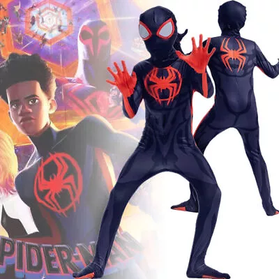 Buy Child Spider-Man:Across The Spider-Verse Cosplay Clothes Spiderman Miles Morales • 16.07£