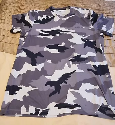 Buy Adidas Grey Camouflage Tshirt Size L • 9.99£