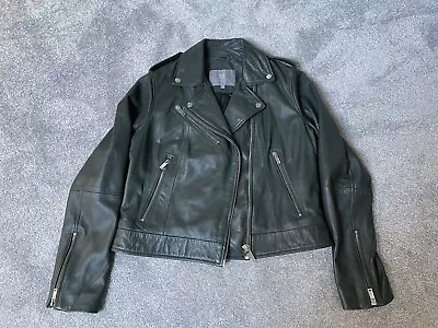 Buy Lakeland Grasmere Leather Green Biker Style Jacket Ladies Size 12 • 64.99£
