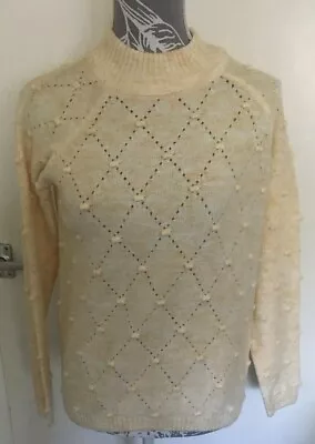 Buy Ladies Tu Cream Jumper With Bobbles Pullover Bnwt Size 12 Xmas Gift Present • 5.50£