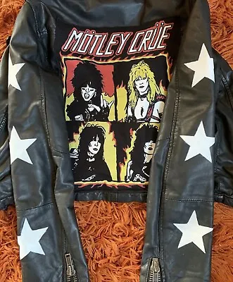 Buy Motley Crue Studded Faux Leather Battle Biker Jacket Waistcoat Choose Size • 200£