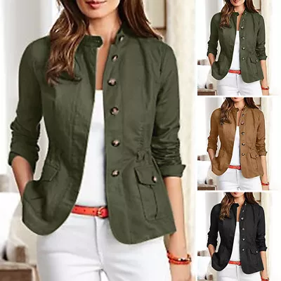 Buy UK Women Single Breasted Long Sleeve Tops Cardigan Casual Slim Coat Jacket Plus • 15.93£