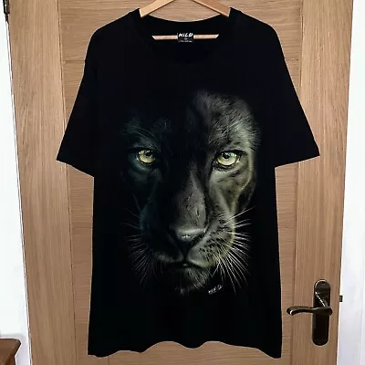 Buy WILD Graphic Panther Print Jungle Animal Wildlife T-Shirt Black Men’s Size XL • 16£