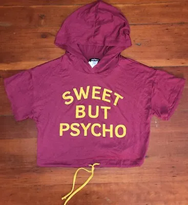 Buy Sweet But Psycho Womens Top Shirt Cropped Hoodie Shirt SM USC Colors SHIPS FAST • 13.50£