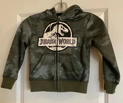 Buy Jurassic Park Kids Green Camo Jacket Full Zip Pockets Hooded Size 4 • 7.24£