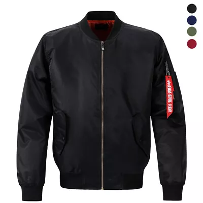 Buy Mens Spring Autumn Bomber Jacket Casual Thin Tactics Flight Jacket Coat Size 8XL • 33.59£