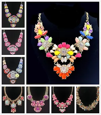 Buy Women Fashion Chunky Statement Necklace Crystal Choker Pendant Chain Jewellery • 8.99£