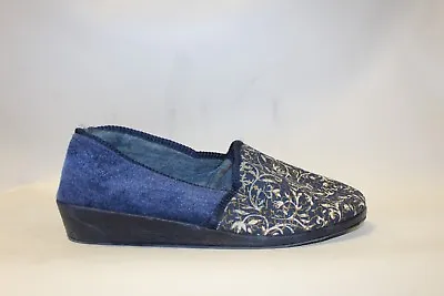Buy Slip On Slippers Size 5 Ladies Blue Swirl Design Sturdy Sole Womens House Shoes • 10£