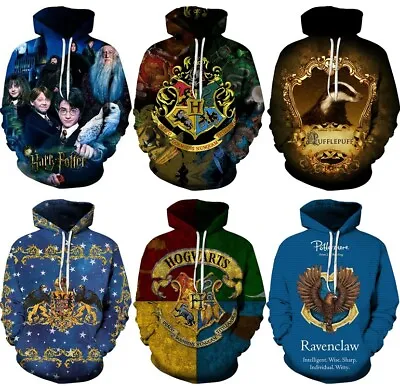 Buy Unisex 3D Harry Potter Hogwarts Hoodies Sweatshirt Top Pullover Jumper Coat Gift • 11.99£