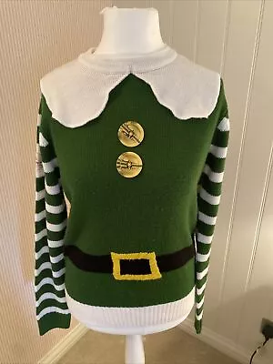 Buy Elf Green Ladies Christmas Jumper  Size XS • 12£
