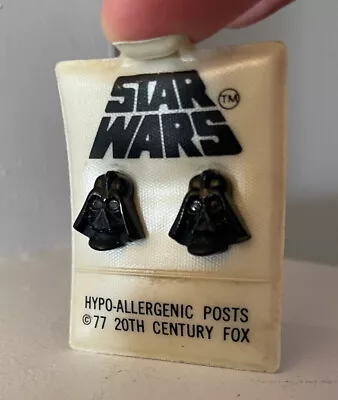 Buy Vintage 1977 Star Wars Darth Vader Stud Earrings 20th Century Fox • 30.91£