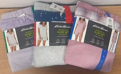 Buy Eddie Bauer Womens Sleep Set 4-piece Shorts, Pants, Tank, T-shirt Christmas PJ • 14.99£