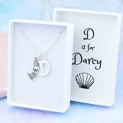 Buy Mermaid Necklace, Personalised Jewellery, Little Girls Gifts, Kids Name Initial • 16.49£