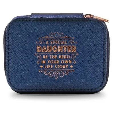 Buy Travel Jewellery Box Blue Copper Zip Special Daughter Be The Hero Of Your Story • 11.49£