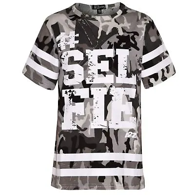Buy Girls Top Kids Designer's #Selfie Print Camouflage Fashion T Shirt Top 7-13 Yr • 3.99£