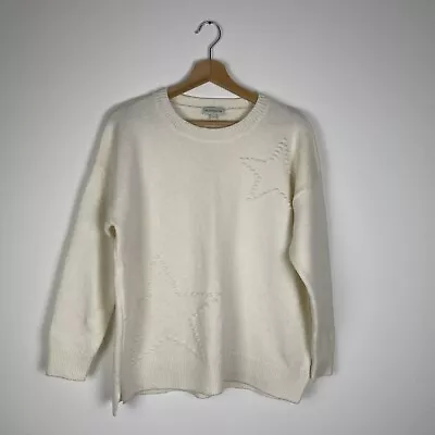 Buy Monsoon Star Christmas Jumper Size L Cream Long Sleeve Chunky Knit With Wool • 13.53£