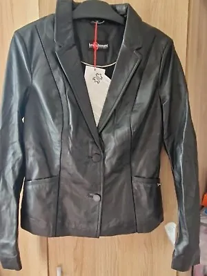 Buy  Leather Jacket Black Size 10 Two Buttoned Front Blazer Style NEW😊 • 35£