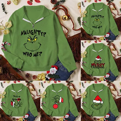 Buy Womens Christmas The Grinch's Sweatshirt Jumper XMAS Long Sleeve Pullover Tops • 21.95£