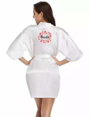 Buy Personalized Bride Bridesmaid Team Pajamas Bride Wedding Dress Kimono Satin Robe • 10.79£