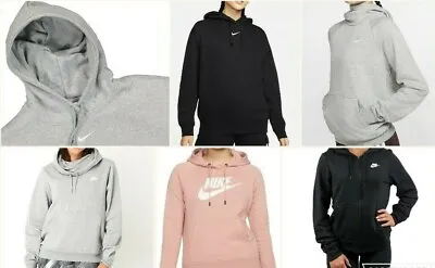 Buy Nike Sportswear Essential Women's Fleece Hoodie Black Grey XS S M L  • 24.99£